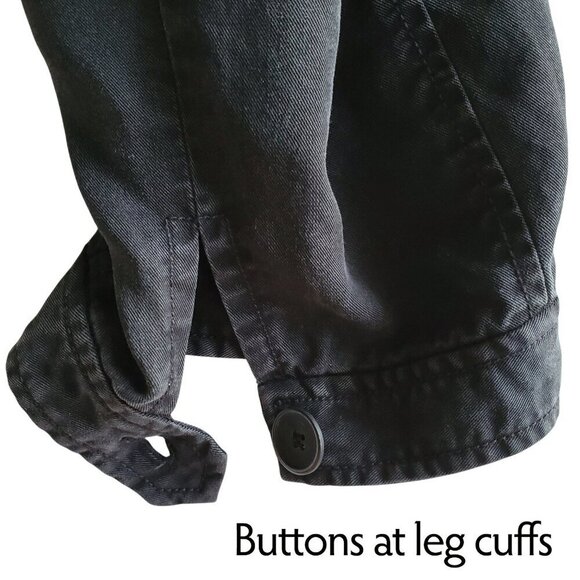EILEEN FISHER Tencel Twill Tapered Relaxed Ankle Button Cuffed Utility Black XS - Picture 5 of 13